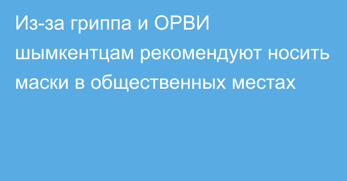 Из-за гриппа и ОРВИ шымкентцам рекомендуют носить маски в общественных местах