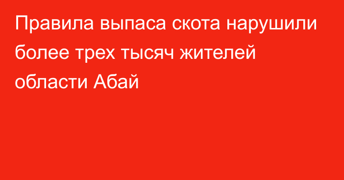 Правила выпаса скота нарушили более трех тысяч жителей области Абай