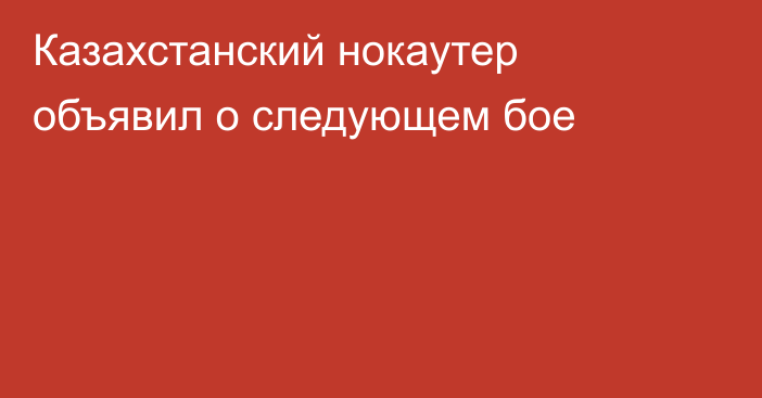 Казахстанский нокаутер объявил о следующем бое