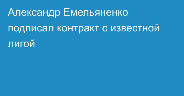 Александр Емельяненко подписал контракт с известной лигой