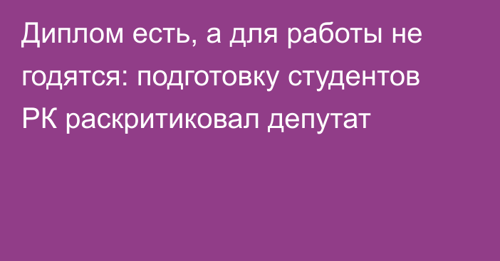 Диплом есть, а для работы не годятся: подготовку студентов РК раскритиковал депутат