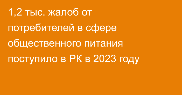 1,2 тыс. жалоб от потребителей в сфере общественного питания поступило в РК в 2023 году