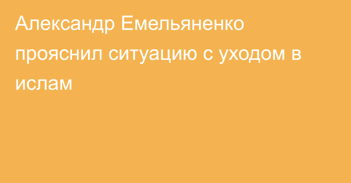 Александр Емельяненко прояснил ситуацию с уходом в ислам