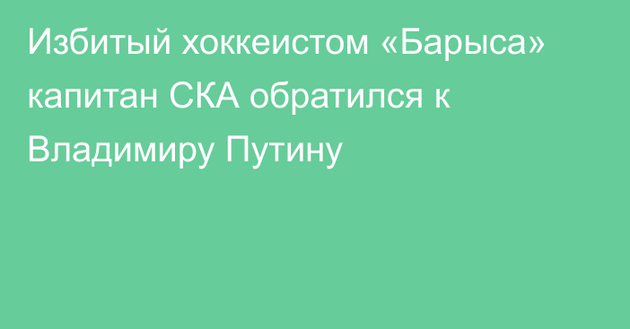 Избитый хоккеистом «Барыса» капитан СКА обратился к Владимиру Путину