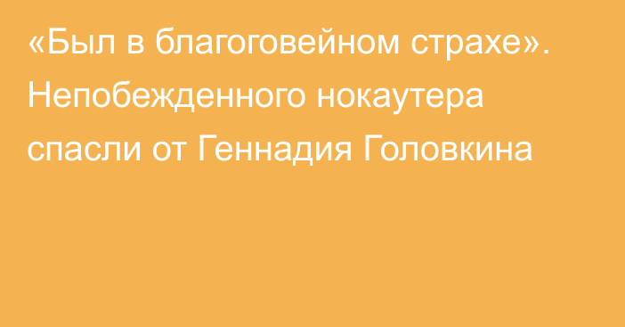 «Был в благоговейном страхе». Непобежденного нокаутера спасли от Геннадия Головкина