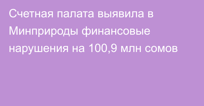 Счетная палата выявила в Минприроды финансовые нарушения на 100,9 млн сомов