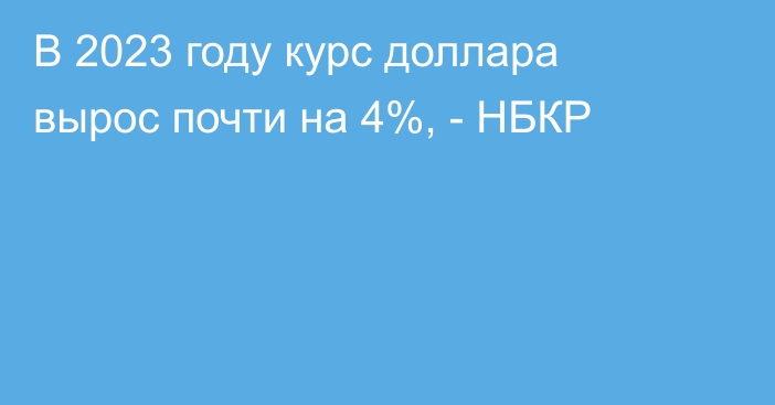 В 2023 году курс доллара вырос почти на 4%, - НБКР