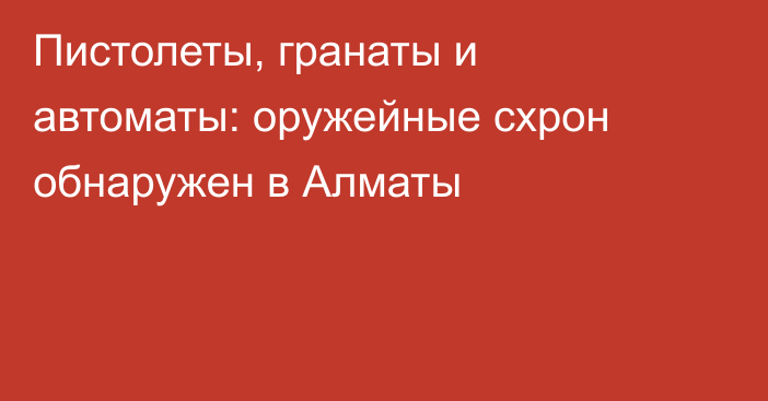 Пистолеты, гранаты и автоматы: оружейные схрон обнаружен в Алматы