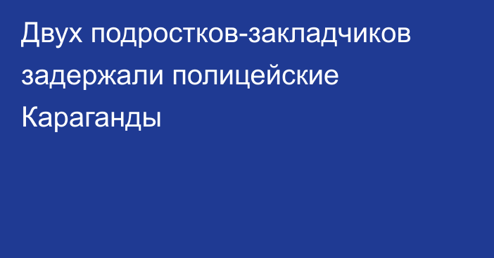 Двух подростков-закладчиков задержали полицейские Караганды