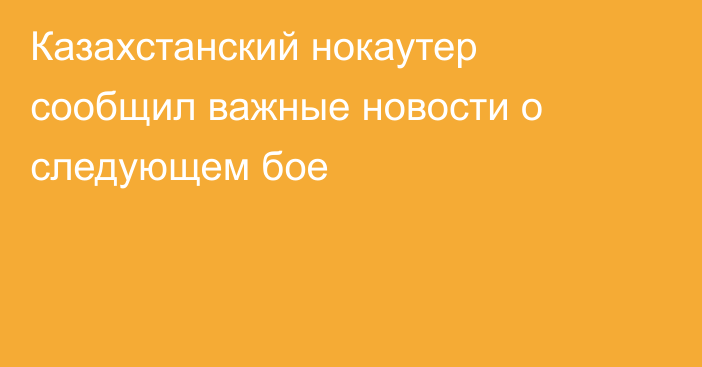 Казахстанский нокаутер сообщил важные новости о следующем бое