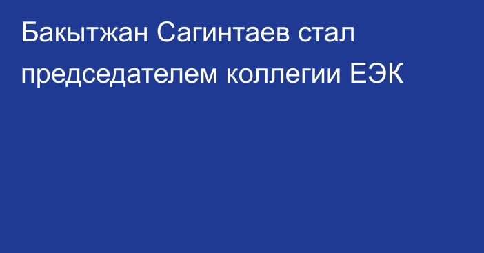 Бакытжан Сагинтаев стал председателем коллегии ЕЭК