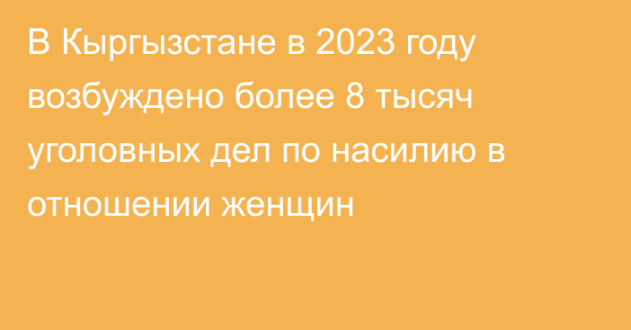 В Кыргызстане в 2023 году возбуждено более 8 тысяч уголовных дел по насилию в отношении женщин