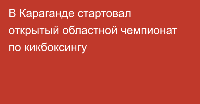 В Караганде стартовал открытый областной чемпионат по кикбоксингу