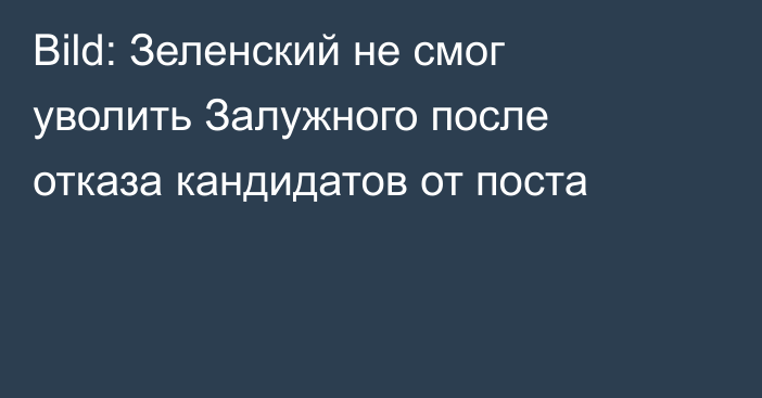 Bild: Зеленский не смог уволить Залужного после отказа кандидатов от поста