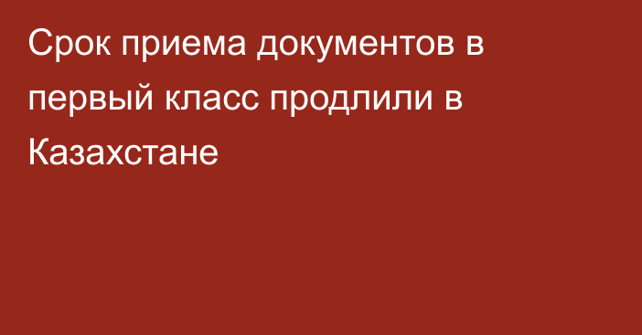 Срок приема документов в первый класс продлили в Казахстане