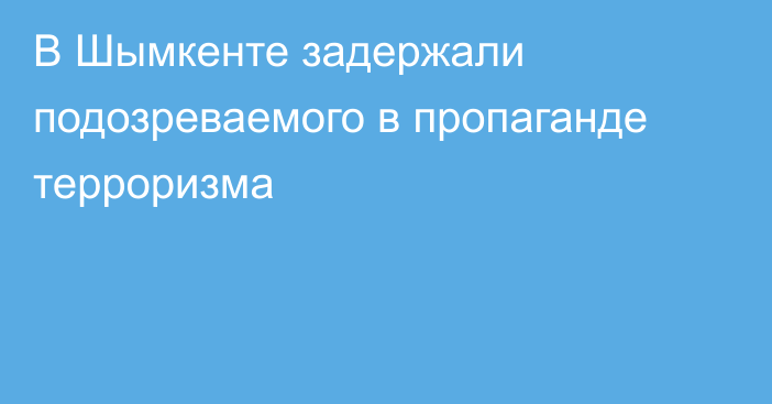 В Шымкенте задержали подозреваемого в пропаганде терроризма