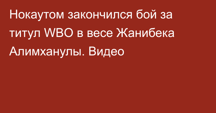 Нокаутом закончился бой за титул WBO в весе Жанибека Алимханулы. Видео