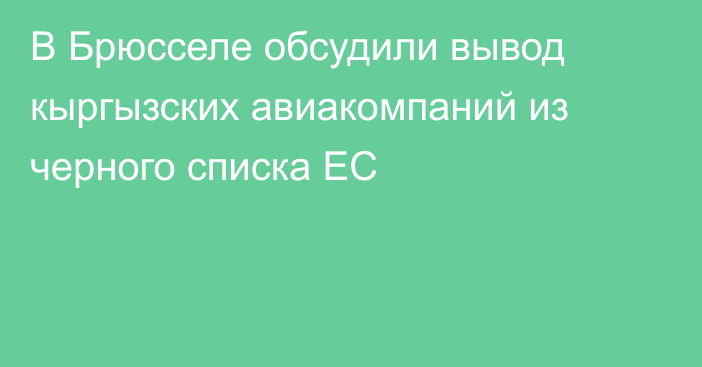 В Брюсселе обсудили вывод кыргызских авиакомпаний из черного списка ЕС