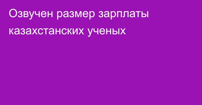 Озвучен размер зарплаты казахстанских ученых