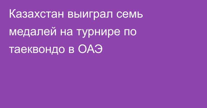 Казахстан выиграл семь медалей на турнире по таеквондо в ОАЭ