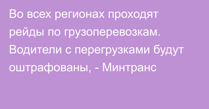 Во всех регионах проходят рейды по грузоперевозкам. Водители с перегрузками будут оштрафованы, - Минтранс