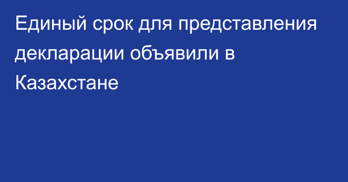 Единый срок для представления декларации объявили в Казахстане