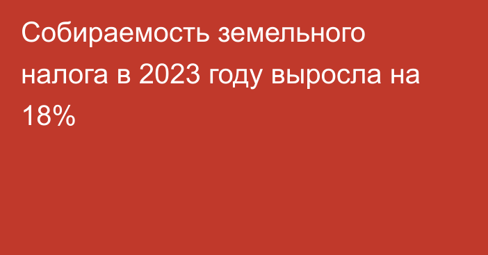 Собираемость земельного налога в 2023 году выросла на 18%