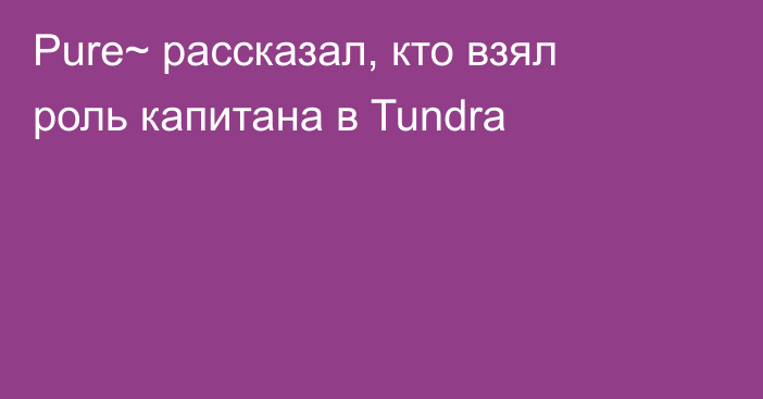 Pure~ рассказал, кто взял роль капитана в Tundra