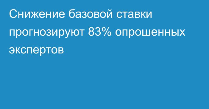 Снижение базовой ставки прогнозируют 83% опрошенных экспертов