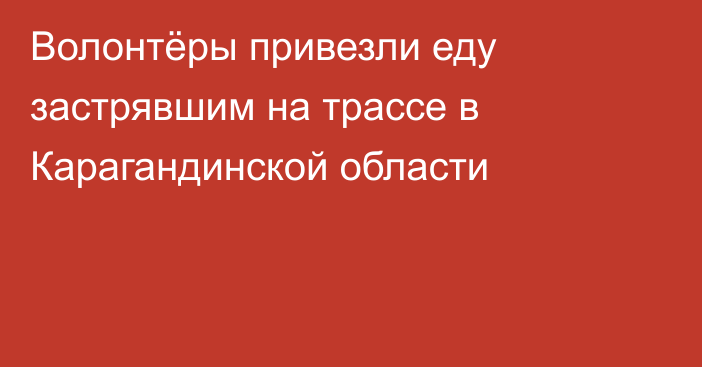 Волонтёры привезли еду застрявшим на трассе в Карагандинской области