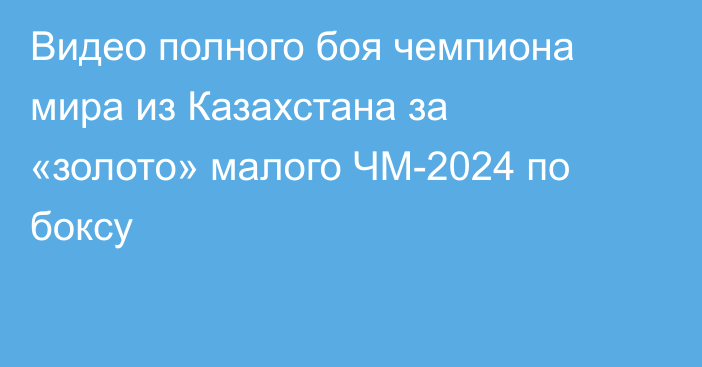 Видео полного боя чемпиона мира из Казахстана за «золото» малого ЧМ-2024 по боксу