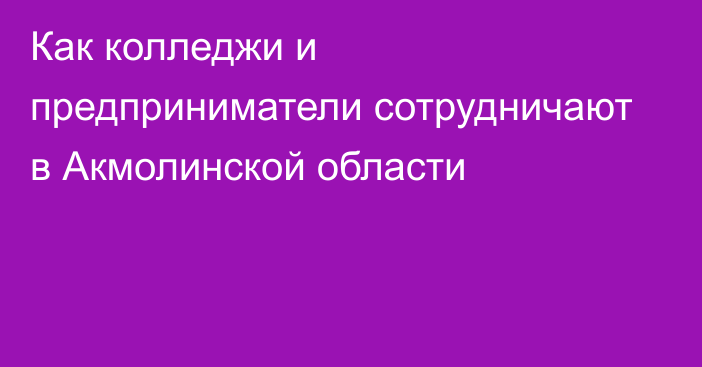 Как колледжи и предприниматели сотрудничают в Акмолинской области