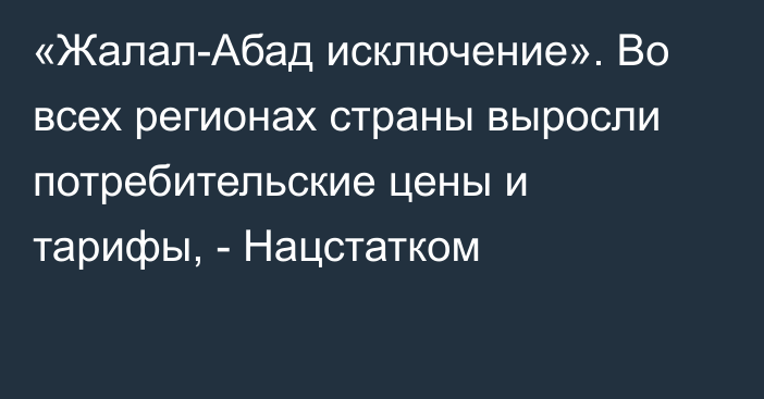 «Жалал-Абад исключение». Во всех регионах страны выросли потребительские цены и тарифы, - Нацстатком 