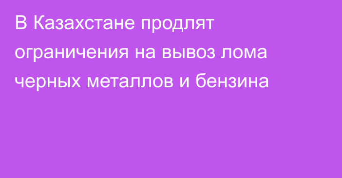 В Казахстане продлят ограничения на вывоз лома черных металлов и бензина