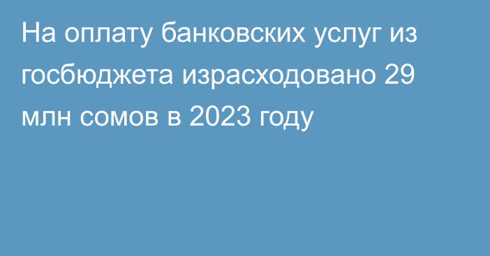 На оплату банковских услуг из госбюджета израсходовано 29 млн сомов в 2023 году