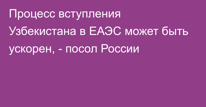 Процесс вступления Узбекистана в ЕАЭС может быть ускорен, - посол России