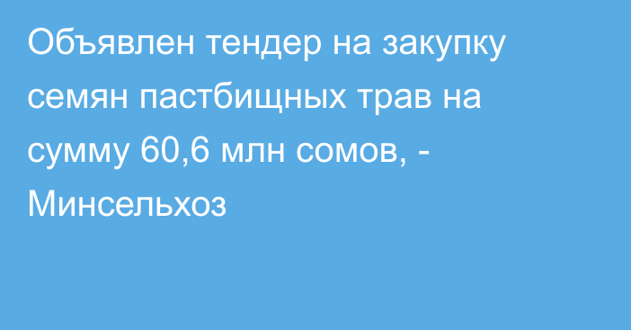 Объявлен тендер на закупку семян пастбищных трав на сумму 60,6 млн сомов, - Минсельхоз