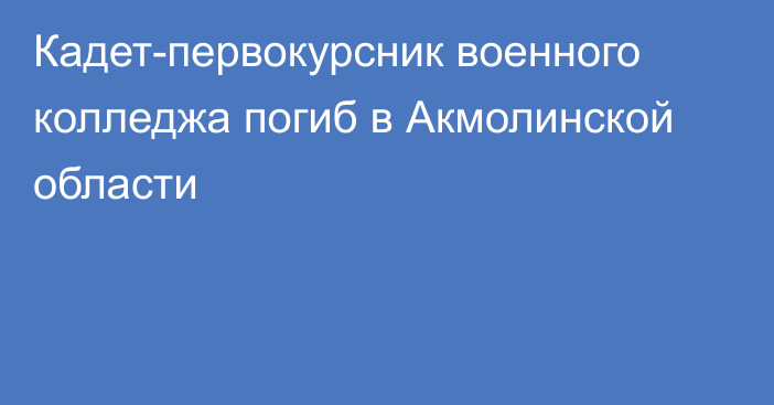 Кадет-первокурсник военного колледжа погиб в Акмолинской области