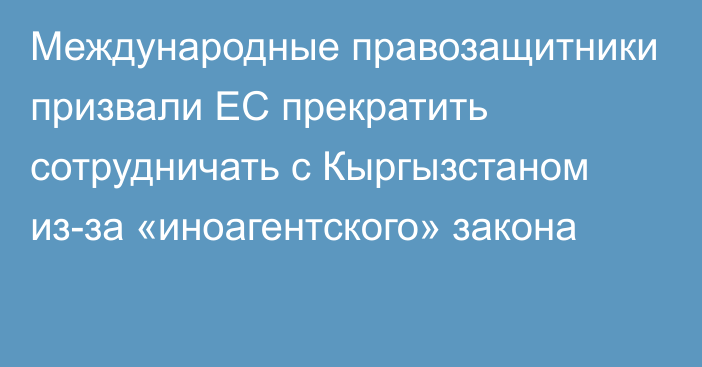 Международные правозащитники призвали ЕС прекратить сотрудничать с Кыргызстаном из-за «иноагентского» закона