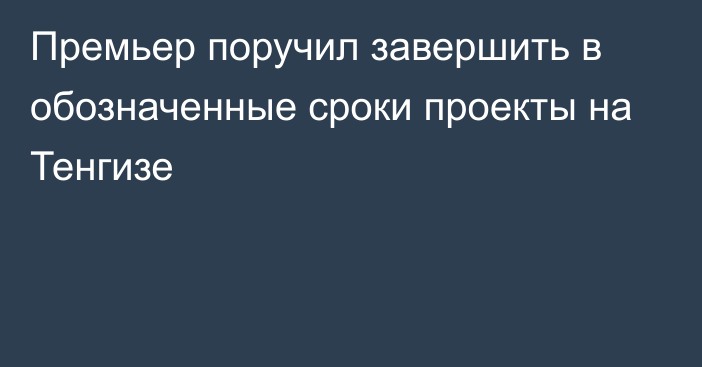 Премьер поручил завершить в обозначенные сроки проекты на Тенгизе