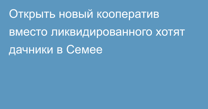 Открыть новый кооператив вместо ликвидированного хотят дачники в Семее