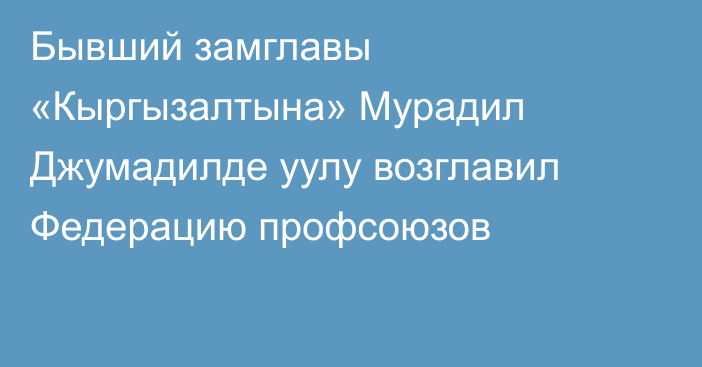 Бывший замглавы «Кыргызалтына» Мурадил Джумадилде уулу возглавил Федерацию профсоюзов