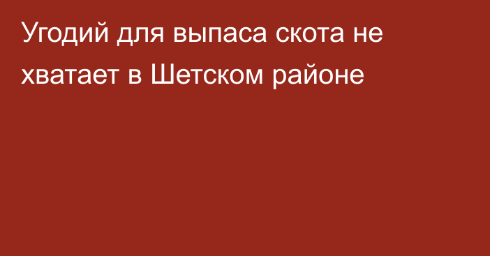 Угодий для выпаса скота не хватает в Шетском районе