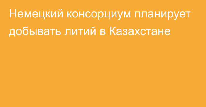 Немецкий консорциум планирует добывать литий в Казахстане