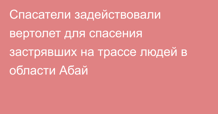 Спасатели задействовали вертолет для спасения застрявших на трассе людей в области Абай