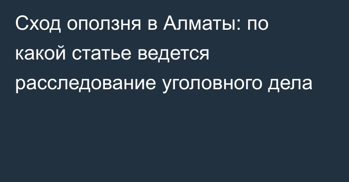 Сход оползня в Алматы: по какой статье ведется расследование уголовного дела