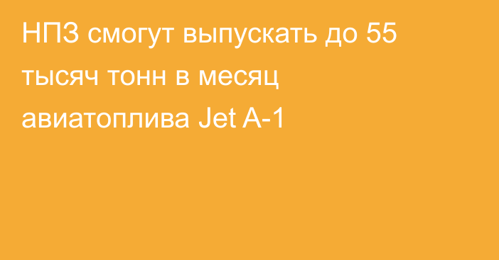 НПЗ смогут выпускать до 55 тысяч тонн в месяц авиатоплива Jet A-1