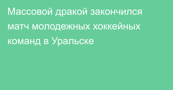 Массовой дракой закончился матч молодежных хоккейных команд в Уральске