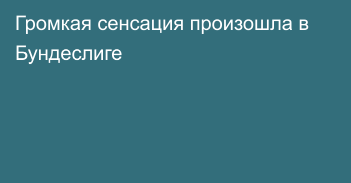 Громкая сенсация произошла в Бундеслиге