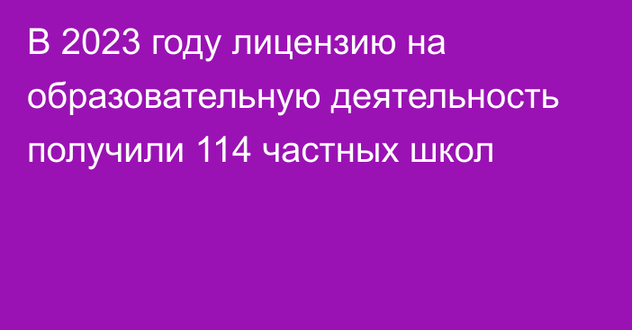 В 2023 году лицензию на образовательную деятельность получили 114 частных школ